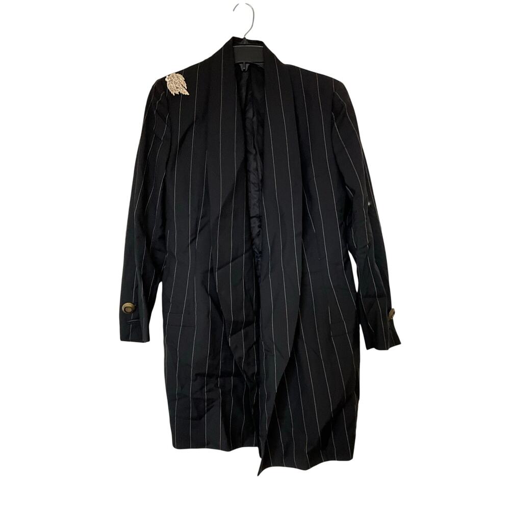 Vintage Gianni Versace Couture Black Pinstripe Longline Blazer Jacket